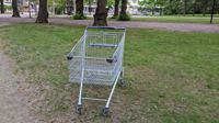 En vilsen kundvagn i Stadsparken.