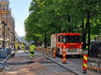 Räddningsverket åkte ut med en brandbil på Norra Esplanaden i dag för att se hur bra det går att ta sig fram. Svaret var att det inte gick så bra, på grund av att de andra bilarna inte kan väja undan.