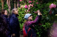 Elina Kinnunen har rest hela vägen från Tavastehus för att se parken i blom för första gången.