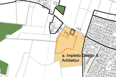 Ejerne af Lundvej 36 ønsker at lave et nyskabende og ekstraordinært boligområde på hele deres areal, som er det gule område. Herning Kommune lægger dog op til, at der kun må bygges inden for den stiplede linje, og at der skal være en grøn bræmme mellem Gjellerup og det nye boligkvarter. Kort: Herning Kommune