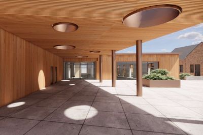 C.C. Contractor skal bygge det kommende plejehjem i Snejbjerg og vandt med et bud, som lå under Herning Kommunes budget. Dermed bliver der plads til at lave ekstra investeringer i projektet. Visualisering: Quattro Arkitekter A/S