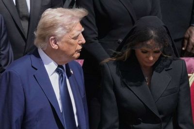 Præsident Donald Trump deltog i pave Frans' begravelse sammen med sin hustru, Melania, i Rom den 26. april.