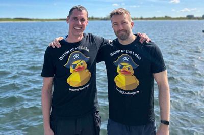 De er - næsten - sikre på, at Herning Challenge gentages næste år. Bjarke Frølund og til højre Martin Bay Pedersen stod bag det første ekstremløb får både familier og eliteløbere i Herning.