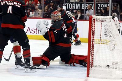 Frederik Andersen lukkede fem mål ind mod Florida Panthers i den første NHL-semifinale. Foto: Ritzau Scanpix