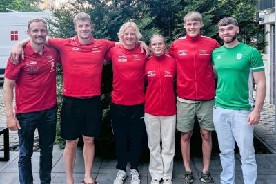 Fra venstre: Mads Brandt Pedersen, Morten Graversen, Christian Farstad, Julie Borup Olsen, Thorbjørn Rask og Ronan Foley, der bor og træner i Silkeborg, men stiller op for Irland.