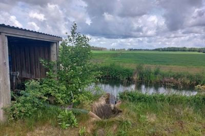 Markerne nord for Dalgaskanalen er udset til at blive den nye Nørrelandet Solcellepark. Billedet er taget fra Dalgasvej mod nord.
