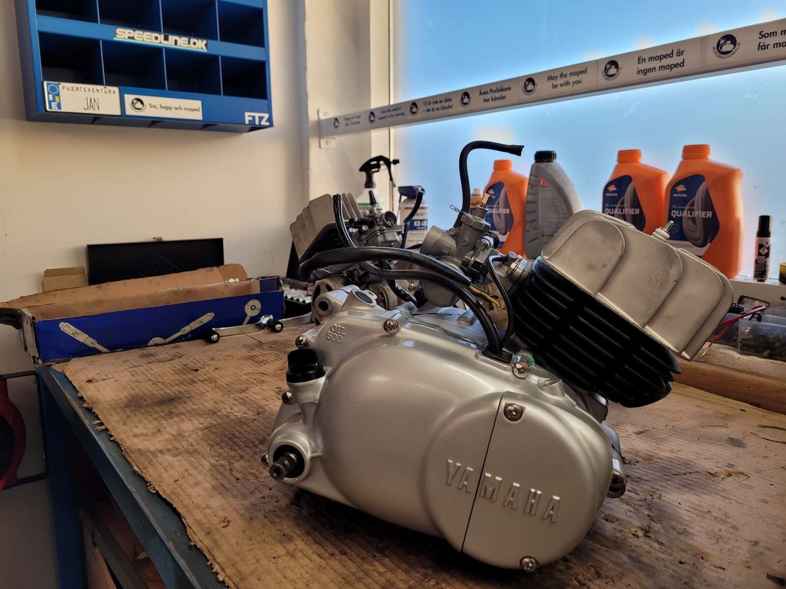 Sådan ser en knallertmotor af ældre dato ud efter en vandpolering.