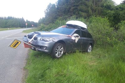 Den 40-årige fra Sjælland kørte galt i denne bil på Aarhusvej mellem Ans og Kongensbro. Foto: Morten Hallstrøm