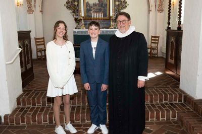 Freja Krog Christensen og Benjamin Krog Christensen blev søndag 4. maj konfirmeret i Haunstrup Kirke af sognepræst Jørgen Johansen.