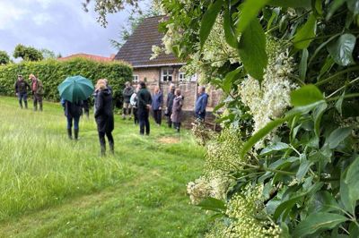 Da alle gæster havde forladt Kenneth Vestergaard Søbjergs have, samlede han hyldeblomster ind til saft. Der er altid noget at gøre for et havemenneske.