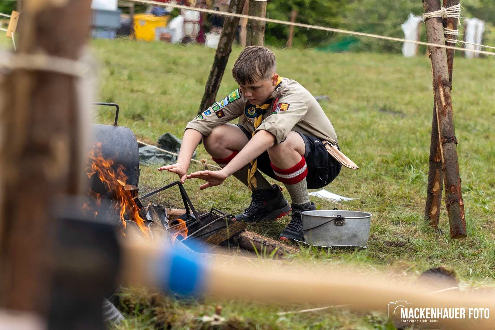 Jens Langkniv Gruppen i Sparkær inviterede resten af De Gule Spejdere i Danmark på indianerlejr ved Birkesø i kristi himmelfartsferien. Foto: Jacob Mackenhauer