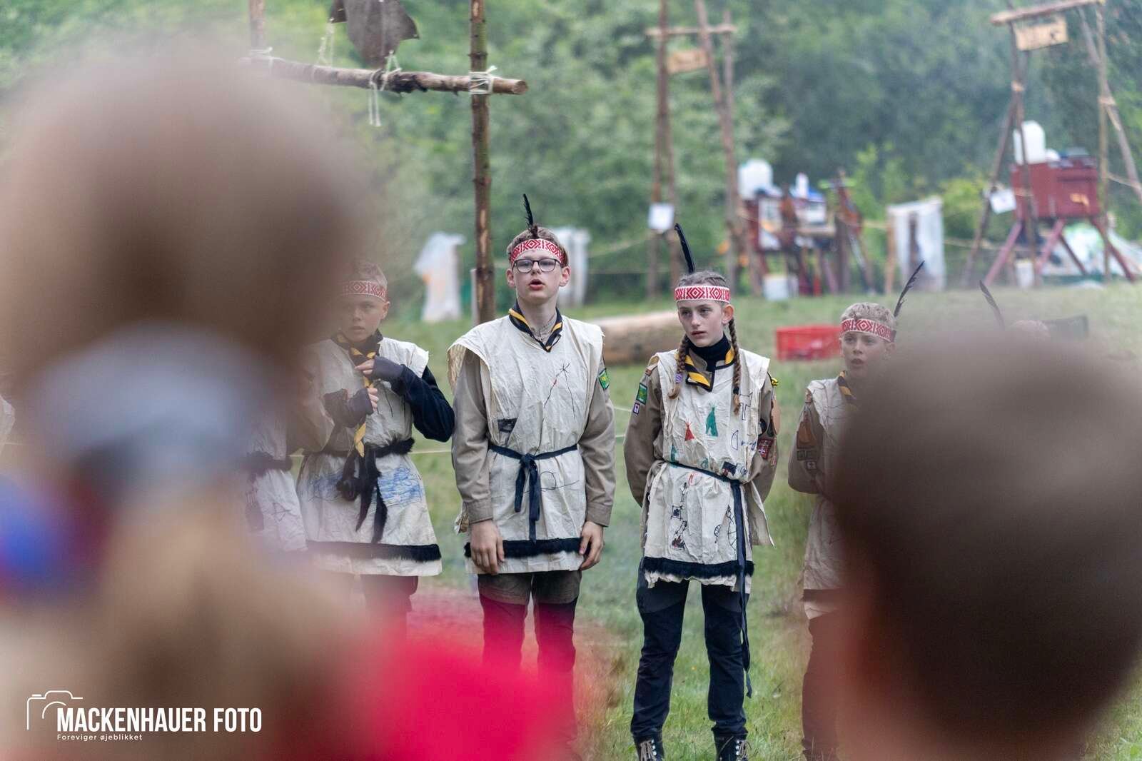 Jens Langkniv Gruppen i Sparkær inviterede resten af De Gule Spejdere i Danmark på indianerlejr ved Birkesø i kristi himmelfartsferien. Foto: Jacob Mackenhauer