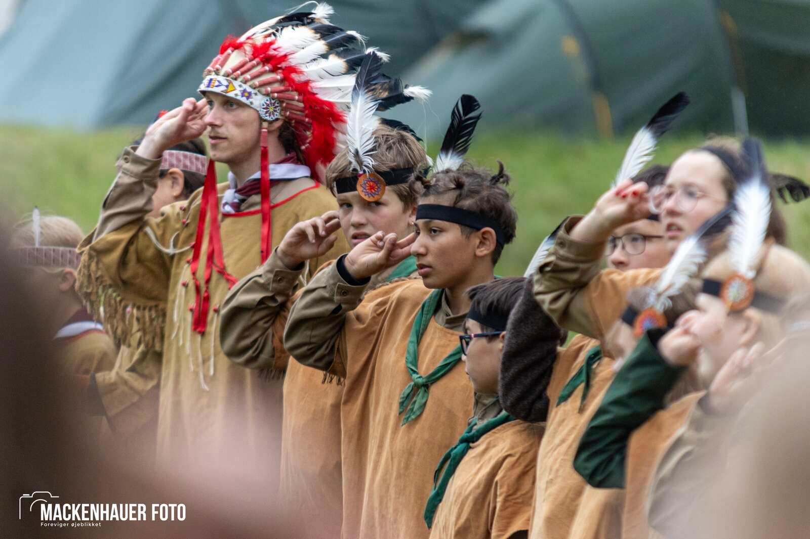 Jens Langkniv Gruppen i Sparkær inviterede resten af De Gule Spejdere i Danmark på indianerlejr ved Birkesø i kristi himmelfartsferien. Foto: Jacob Mackenhauer