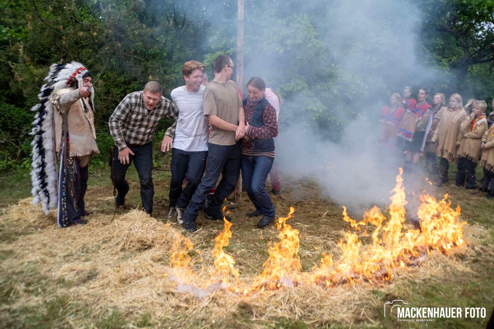 Jens Langkniv Gruppen i Sparkær inviterede resten af De Gule Spejdere i Danmark på indianerlejr ved Birkesø i kristi himmelfartsferien. Foto: Jacob Mackenhauer