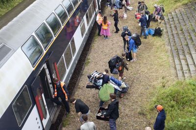 På Roskilde Festival er der i år en ny station, der er designet og bygget af unge under uddannelse. De har selv taget turen til og fra stationen, der lå på festivalen sidste år, for at forbedre gæsternes oplevelse. (Arkivfoto).