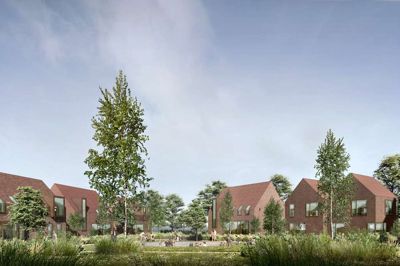Syv byvillaer med små haver og et fællesareal. Sådan lyder KP Invests planer for det nordøstlige hjørne af sygehusgrunden, hvor børnepsykiatrien tidligere lå.