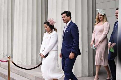 Den græske eks-prinsesse Alexia er her fotograferet sammen med sin mand, Carlos Morales Quintana, da dronning Margrethe i 2022 fejrede 50 år som regent. Det blev markeret med en gudstjeneste i Vor Frue Kirke i København.
