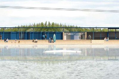 Herning Havn - tidligere kendt som Herning Vandski & Wakeboard Klub og Herning Jetski Klub - har fået ni millioner kroner fra Lokale og Anlægsfonden til planerne om et stort byggeprojekt ved Knudmosesøerne. Visualisering: Herning Havn