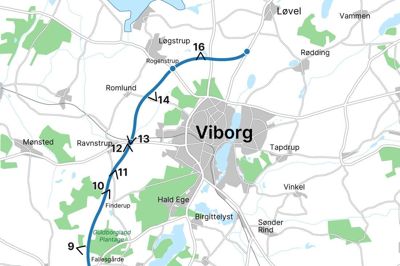 Her er linjeføringen for Hærvejsmotorvejen.