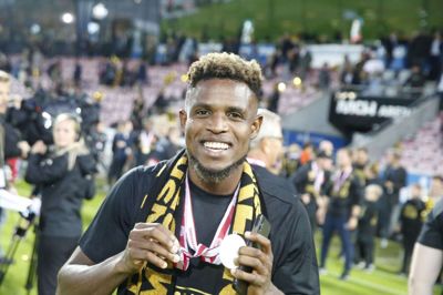 Frank Onyeka blev kåret til årets spiller i FC Midtjylland, da klubben vandt det danske mesterskab i sæsonen 2019-20.Foto: Tom Laursen
