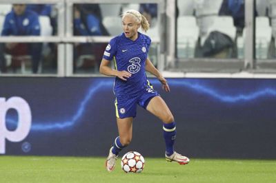 Pernille Harder var den syvendebedste kvindelige fodboldspiller i verden i 2021, hvis man skal tro afstemningen om Ballon d’Or-prisen. Foto: Jonathan Moscrop/Ritzau Scanpix