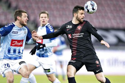Luca Pfeiffer (til højre) nåede blot 17 kampe for FC Midtjylland. (Arkivfoto). Henning Bagger/Ritzau Scanpix