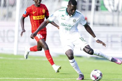 Viborg-angriberen Alassana Jatta blev skiftet ind og scorede til 2-1 tirsdag aften mod færøske B36 Torshavn. (Arkivfoto).
