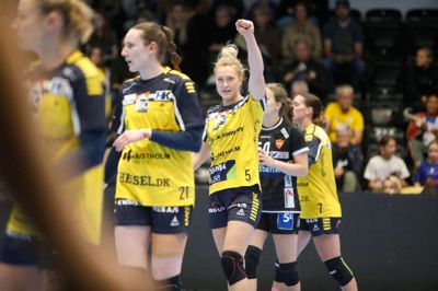Vilde Ingeborg Johansen scorede to gange på to forsøg i storsejren over Odense Håndbold. Foto: Henrik Ole Jensen