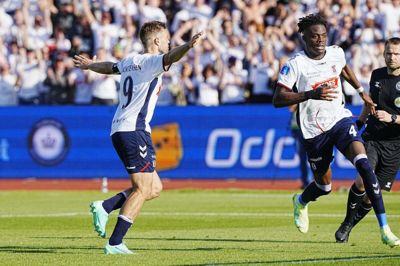 Patrick Mortensen lavede et af AGF's mål i den dramatiske kamp mod Brøndby.