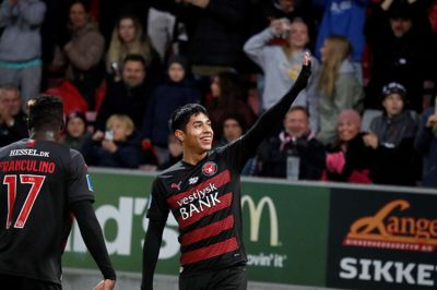 Indskiftede Dario Osorio bragte FCM foran 2-1, men Ulvene må nøjes med 2-2 mod Randers. Foto: Chresten Bergh