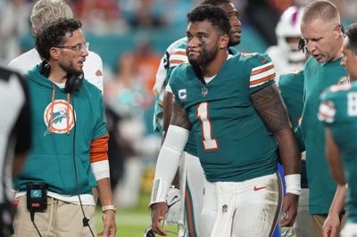 Miami Dolphins' quarterback Tua Tagovailoa med ettallet har i sin karriere været hårdt ramt af flere hjernerystelser. (Arkivfoto).