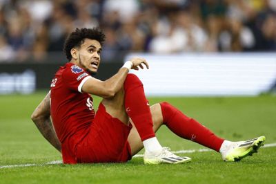 Liverpools Luis Diaz troede, han havde scoret til 1-0 i første halveg mod Tottenham. Men linjevogteren vinkede fejlagtigt målet for offside.