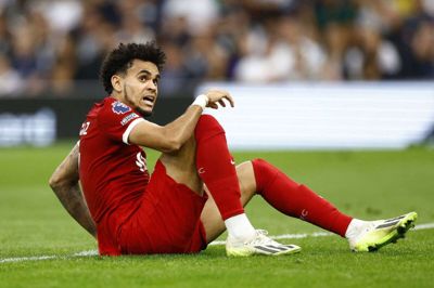 Liverpools Luis Diaz troede, han havde scoret til 1-0 i første halveg mod Tottenham. Men linjevogteren vinkede fejlagtigt målet for offside.
