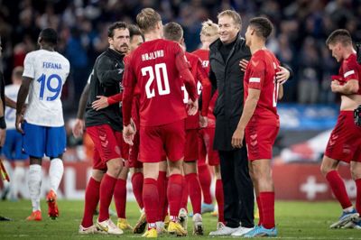Landsholdet vandt i september 2022 2-0 hjemme over Frankrig i Nations League. Landstræner Kasper Hjulmand krydser fingre for, at Frankrig ikke bliver modstand igen i den kommende Nations League-turnering. (Arkivfoto).