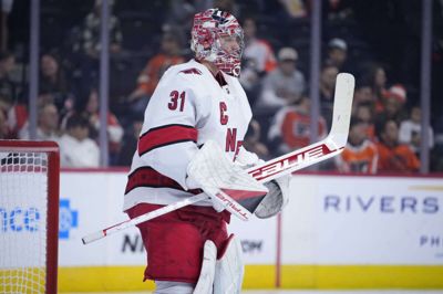 Herningensiske Frederik Andersen skal snart spille NHL-kampe igen efter en blodprop. Foto: Ritzau Scanpix