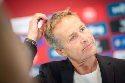 Kasper Hjulmand mødte fredag pressen efter meddelelsen om, at han stopper som landstræner.