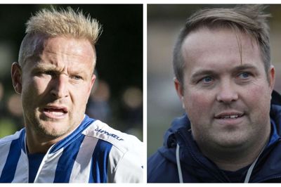 Klublegenden Palle Buur (t.v.) er ny cheftræner hos Herning Fremads Jyllandsserie-mandskab, hvor Svend Lund Larsen har takket af efter otte år i trænersædet. Foto: Tom Laursen og Henrik Ole Jensen
