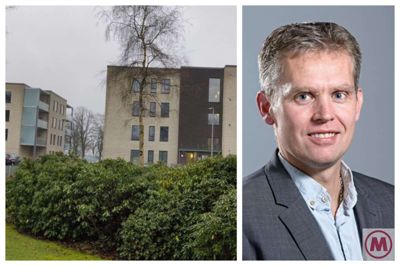 Ole Nyholm Knudsen (V) er formand for Teknik- og Miljøudvalget i Ringkøbing-Skjern Kommune samt udsigten til punkthusene set fra haven Dalsvinget 11 i Videbæk. De ulovlige altaner ses til venstre.