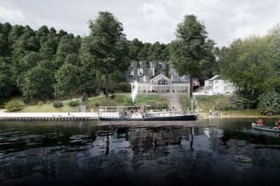 Sådan her havde Kristina og Pasquale Ceravolo og arkitektfirmaet E+N Arkitektur forestillet sig, at et nyt Hotel Julsø skal se ud, men Miljøstyrelsen siger nej. Illustration: E+N Arkitektur