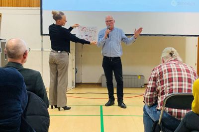 Henrik Glent-Madsen kan blive nabo til en solcellepark ved Kielsgaardsvej mellem Ry og Låsby. På et borgermøde tirsdag aften fortalte han om massiv modstand fra samtlige 30 naboer til projektet.