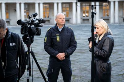 Ledende politiinspektør Jens Jespersen fra Københavns Politi holder pressemøde på Politigården i København tirsdag 23. september 2025. Droner er mandag aften set ved Københavns Lufthavn og luftrummet over København blev lukket i fire timer natten til tirsdag.