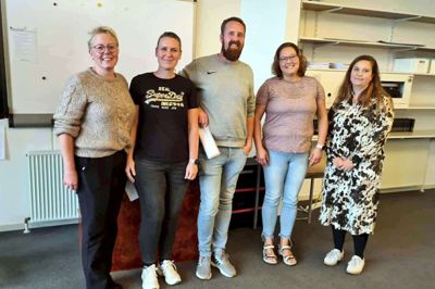 Støtteforeningen for Ejsing Friskole og pasningsdel har fået sin første bestyrelse med fra venstre Sofie Kilsgaard Olesen, Kristina Hause, Jesper Lind, Karina Mark Vestergaard og Sanne Kristiansen.