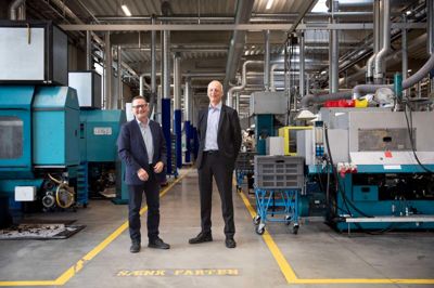 Administrerende direktør Peter Lorentzen (tv) står sammen med salgs- og R&D direktør<strong id="strong-fc93ac8c3d6ece63559f1ef1d8b87128"> </strong>Anders Guldbæk Christensen i spidsen for AVK Gummi, der den 30. september fylder 50 år.