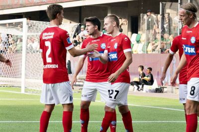 Sebastian Jørsensen scorede sine første to mål i Superligaen, da SIF slog Viborg. Foto: Henning Bagger/Ritzau Scanpix