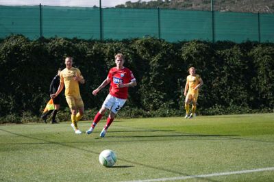 Tonni Adamsen scorede for fjerde testkamp i streg, men brændte også en direktør fra få meters afstand. Foto: Søren Haulund/Silkeborg IF