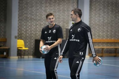 Det er usikkert, om Ludvig Hallbäck og Rasmus Lauge kan opleves på tv, når BSH skal spille europæiske kampe. Foto: Martin Ballund