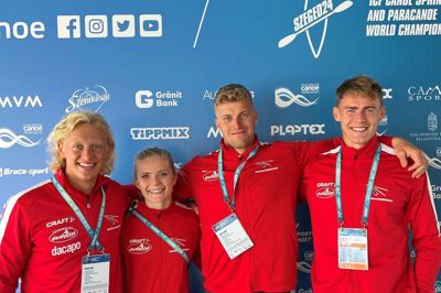 Christian Farstad, Julie Borup, Morten Graversen og Thorbjørn Rask er alle til World Cup-stævne i weekenden. Privatfoto