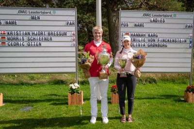 Vinderparret i 2024-udgaven af DIAC i Silkeborg blev Kristian Hjort Bressum fra Great Northern og tyske Hannah Karg fra Hamburg Golfclub Falkenstein. Foto: Per Pedersen