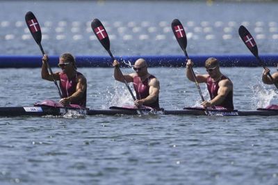 Den danske kajakkvartet sluttede sidst i semifinalen. (Arkivfoto).