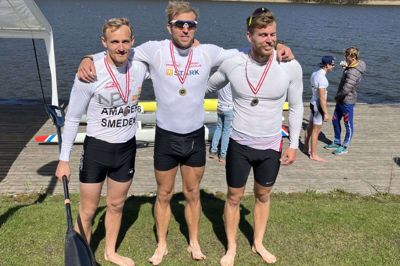 Mads Brandt Pedersen (tv.), René Holten Poulsen og svenske Martin Nathall havde en drabelig dyst om sejren på Bagsværd Sø.